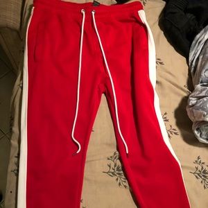 Red & White Zipped Track Pants
